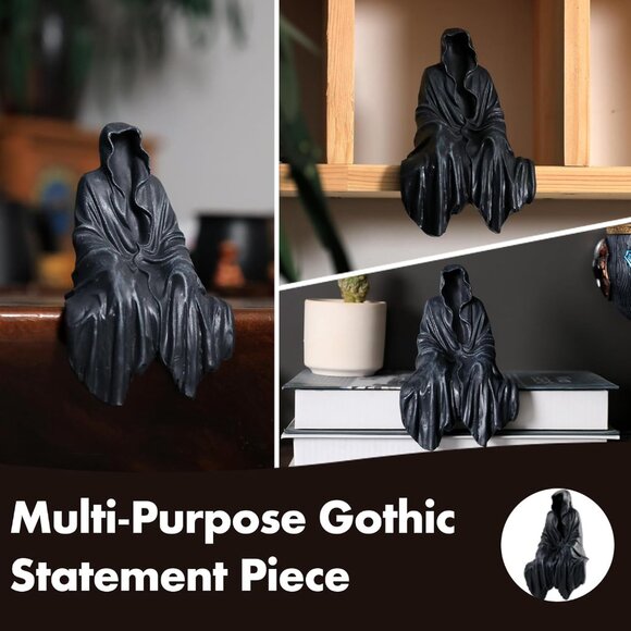 5.9 inch Tabletop Gothic Figurine Grim Reaper Statue for Garden or Bookshelf - Picture 4 of 9